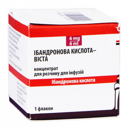 Ібандронова кислота-Віста концентрат розчину для інфузій по 1 мг/мл, 6 мл в флаконі