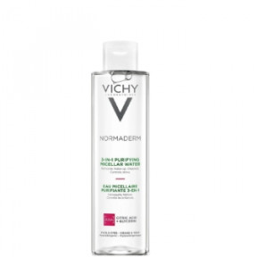 Мицеллярная вода Vichy 3в1 Normaderm для снятия макияжа и очищения жирной чувствительной кожи лица и глаз, 200 мл