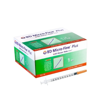 Шприц BD Micro-Fine™ Plus 1мл, ІНСУЛІН U-40, з голкою 0,30мм (30G) x 8.0 мм