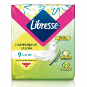 Libresse Natural Care Ultra Clip Super прокладки с экстрактом ромашки и алоэ вера, 9 шт.