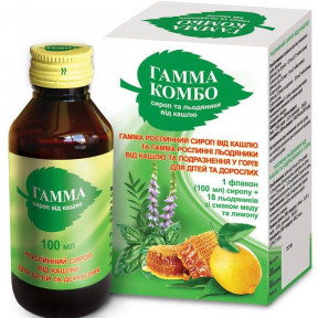 Гамма Комбо сироп от кашля 100 мл + леденцы от боли в горле №18 со вкусом меда и лимона