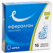 Эффералган таблетки шипучие обезболивающие по 500 мг, 16 шт.
