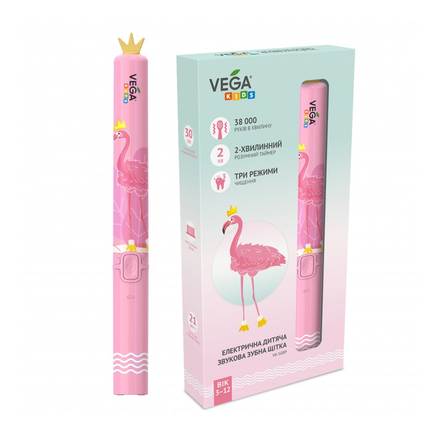 Вега електр.дитяча звукова зубна щітка Vega Kids VK-500P (рожева)