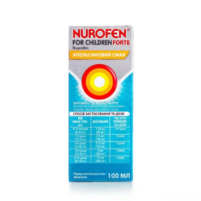 Нурофен Форте суспензия для детей с апельсиновым вкусом, 100 мл