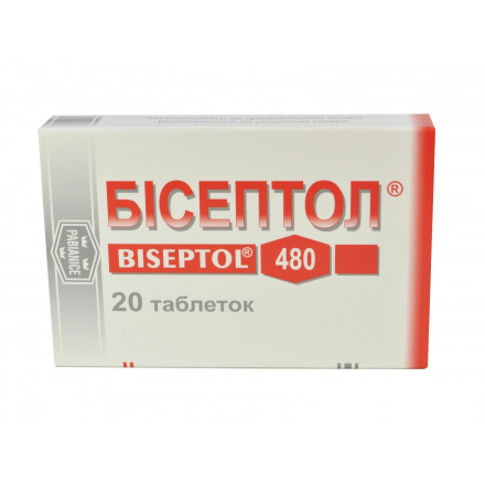 Бісептол таблетки по 480 мг, 20 шт.