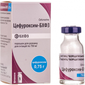 Цефуроксим-БХФЗ порошок для раствора для инъекций по 0,75 г, 1 шт.