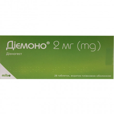 Діємоно таблетки від ендометріозу по 2 мг, 28 шт.