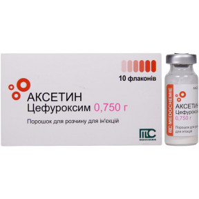 Аксетин порошок для розчину для ін'єкцій в флаконі по 750 мг, 10 шт.