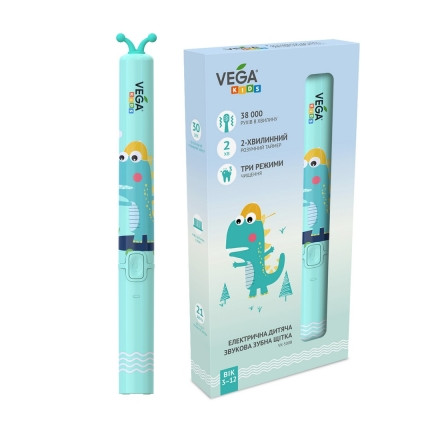 Вега електр.дитяча звукова зубна щітка Vega Kids VK-500B (бірюзова)