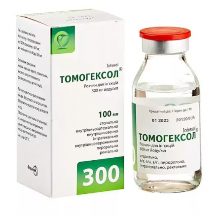 Томогексол розчин для ін'єкцій по 300 мг йоду/мл, 100 мл