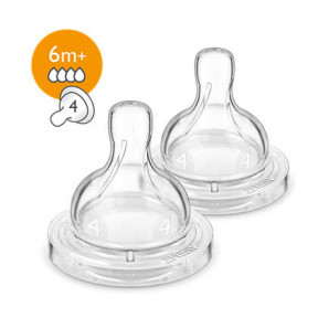 Авент соска 6міс+ Anti-colic швидкий потік(4 отв.) №2шт SCF634/27