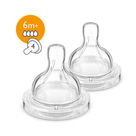 Авент соска 6міс+ Anti-colic швидкий потік(4 отв.) №2шт SCF634/27