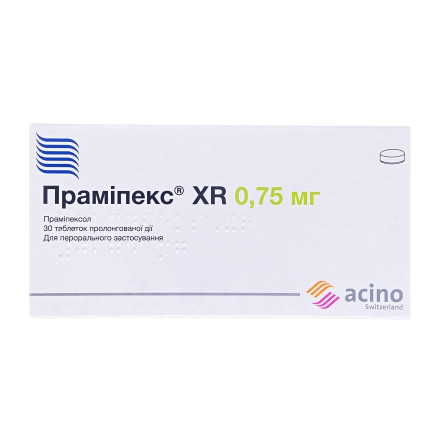 Прамипекс XR таблетки пролонгированного действия 0,75 мг №30