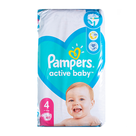 Памперс підгузники Active Baby Maxi (9-14 кг) Економ 49шт