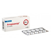 Аторвакор таблетки для зниження холестерину по 40 мг, 30 шт.
