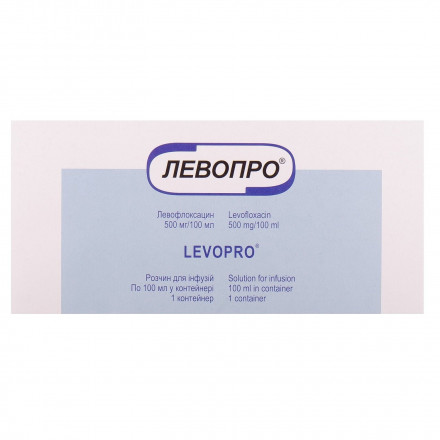 Левопро розчин для інфузій по 500 мг/100 мл в флаконі, 100 мл