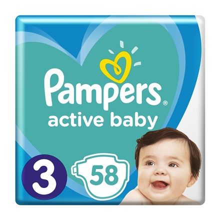 Памперс підгузники Active Baby Midi (6-10 кг) Економ 58шт.