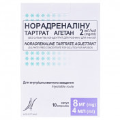 Норадреналін тартрат агетан амп.2мг/мл 4мл №10