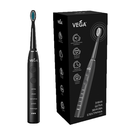 Вега електр. звукова зубна щітка 5 реж.чищ.Vega VT-600 B (чорна)