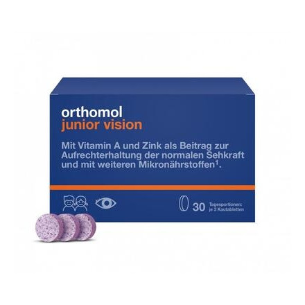 Ортомол Orthomol Junior Vision жувальні таблетки (для зміц.зору дитини) Чорниця-Персик 30 днів