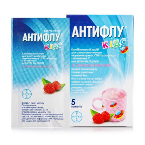 АнтиФлу Кидс жаропонижающее средство для детей, порошок в пакетиках, 5 шт.