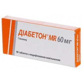 Діабетон MR таблетки цукрознижувальні 60 мг №90
