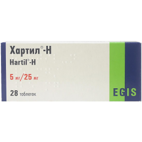 Хартил-Н таблетки від підвищеного тиску по 2,5 мг, 28 шт.