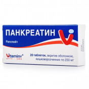Панкреатин таблетки по 250 мг, 20 шт. - Вітаміни