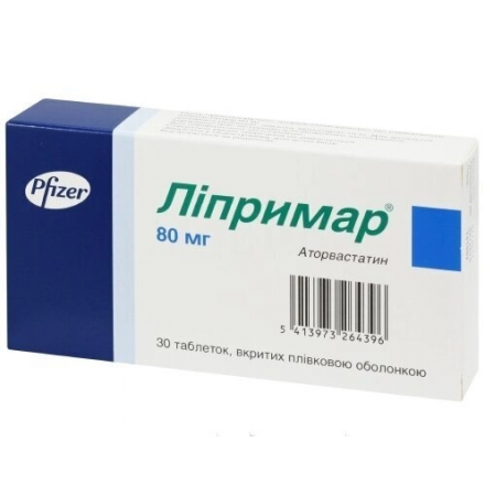 Ліпримар таблетки по 80 мг, 30 шт.