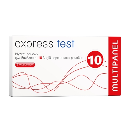 Тест-смужки "express test" мультіпанель д/ран.визнач.наявності 10 видів нарк. mor coc amp