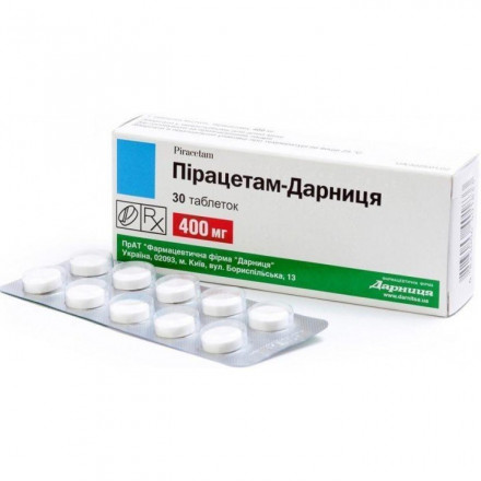 Пирацетам-Дарница таблетки по 400 мг, 30 шт.