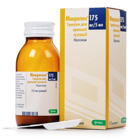 Макропен гранули для оральної суспензії по 175 мг/5 мл, 115 мл