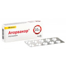 Аторвакор таблетки для зниження холестерину по 10 мг, 30 шт.