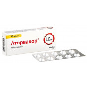 Аторвакор таблетки для снижения холестерина по 10 мг, 30 шт.